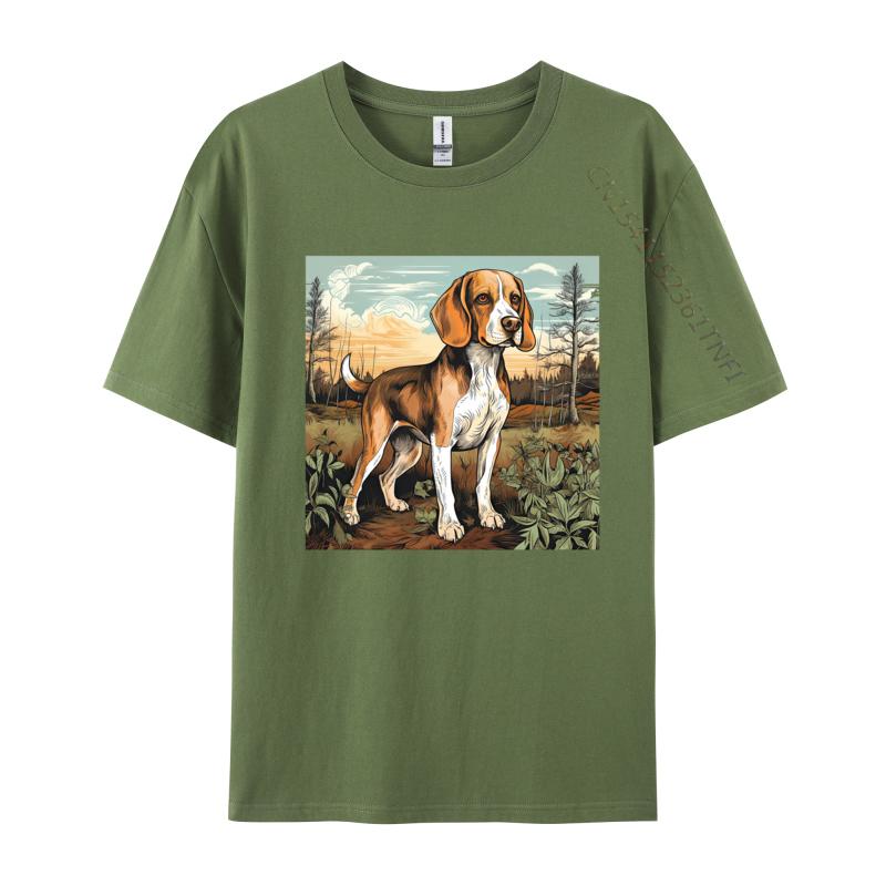 Dog Beagle Dog In Retro TShirt Dog Outdoor Casual Cotton Mens Tees Fashionable Fitted Tshirts For Autumn