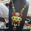Wind Za Same Baroque Style Geometric Colored Gemstone Long Necklace Retro Court Style Sweater Chain