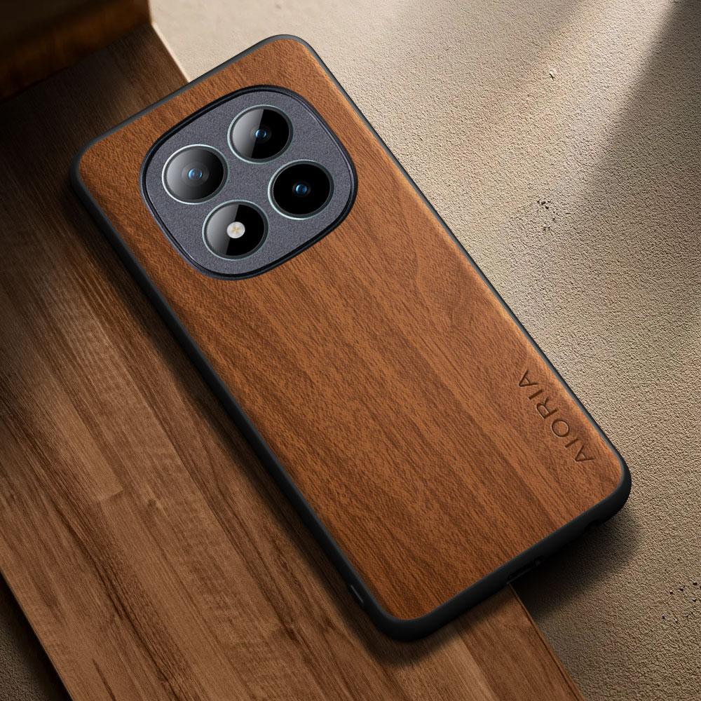 

for Xiaomi Redmi Note 15 14 Pro Plus Case capa coque stylish premium wooden pattern pu leather phone cover funda Note 15 Pro 5G жёлтый