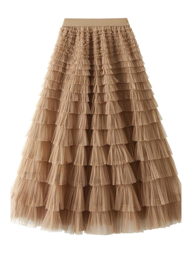 

Шикарная юбка-торт 2023 года: Сетка в европейском и американском стиле для женщин L хаки