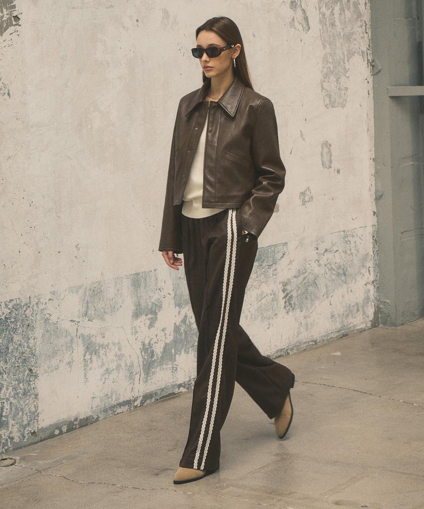 CITTA Wool Blend Formal Soft Trackzer Wide Pants Trousers_Ctb530(Brown)
