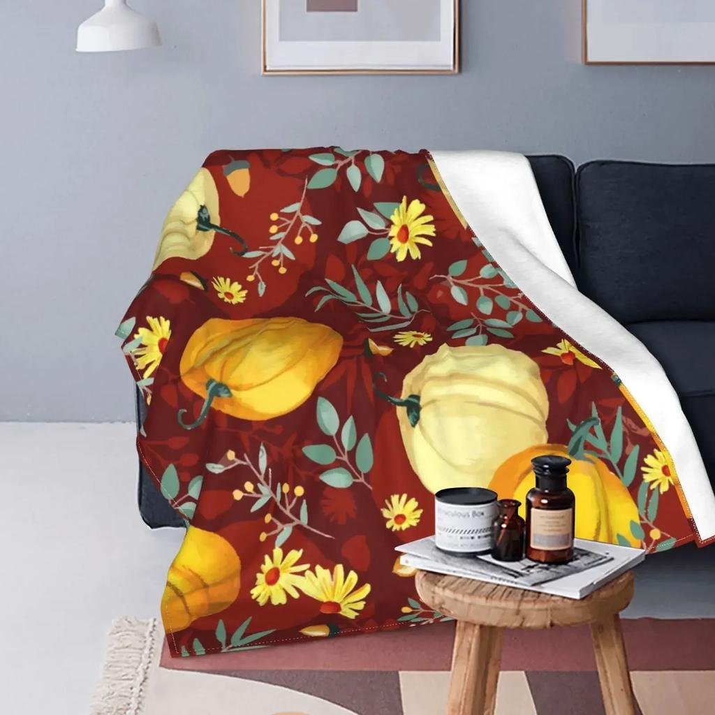 Halloween Throw Blanket Lantern Pumpkins with for Sofa Bed Couch Chair or Dorm Super Soft Lightweight King Queen Size Candy Corn