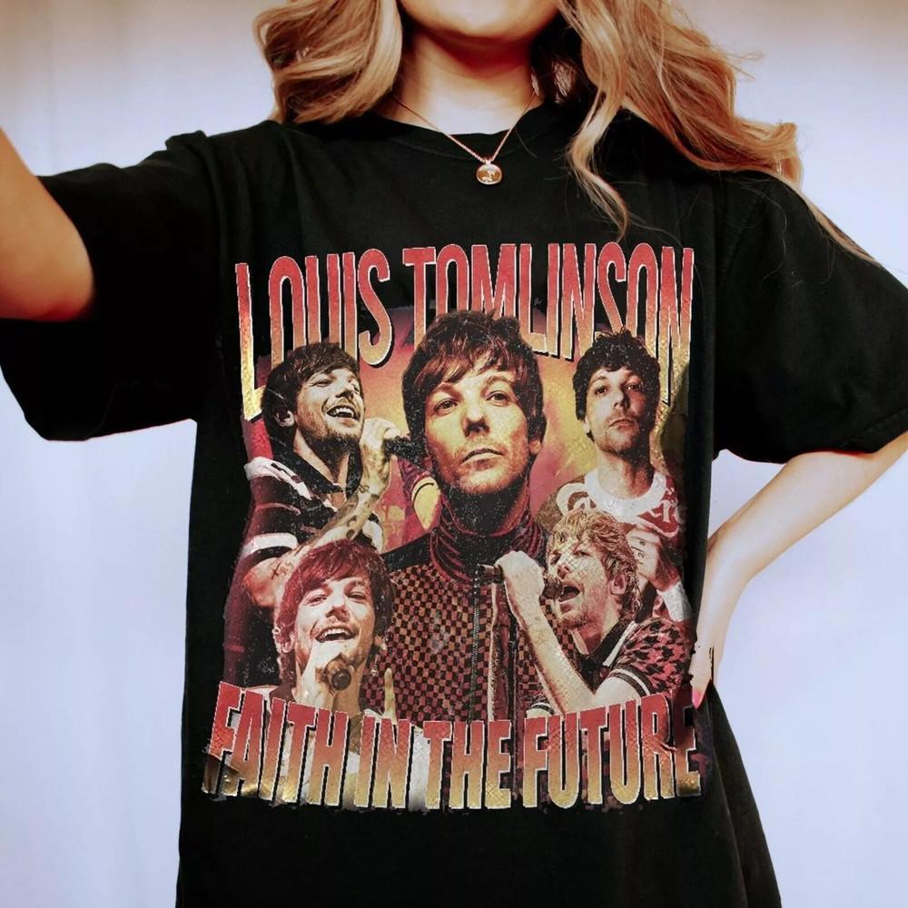 Редкая черная унисекс футболка с коротким рукавом Louis Tomlinson One Direction XXL