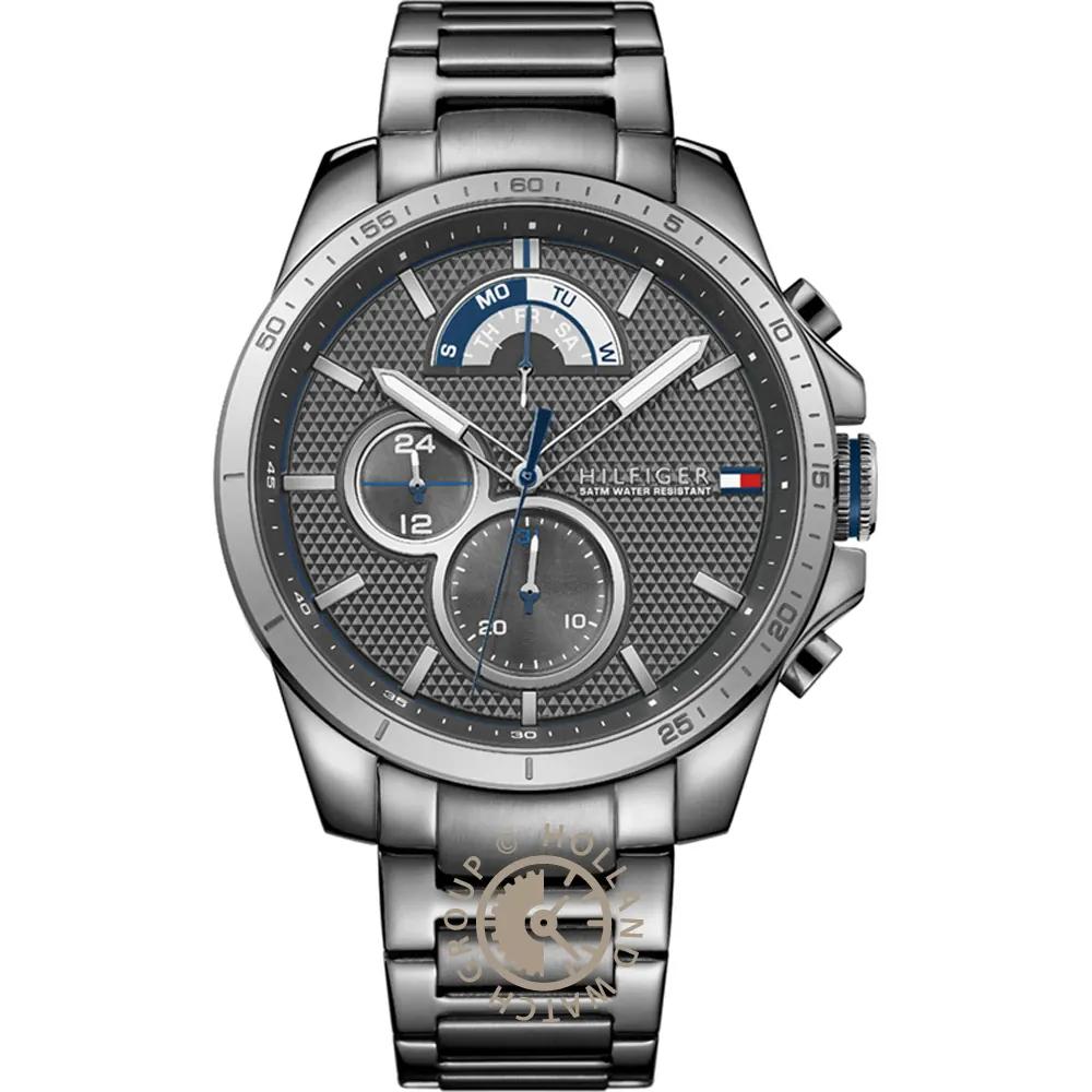 Tommy Hilfiger Decker Grey Dial Grey Stainless Steel Bracelet Men s Quartz Watch 1791347 серый