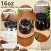 16oz Glass Coffee Mug Heat Resistant Coffee Pot Mini Coffee Pot Mug with Leak Proof Lids and Handle Mocha Pots for Espresso Tea