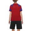 Children‘s Football Training Outfit V-Neck Short Sleeve Patterned T-Shirt and Elastic Waistband Drawstring Shorts for Athletic Practice