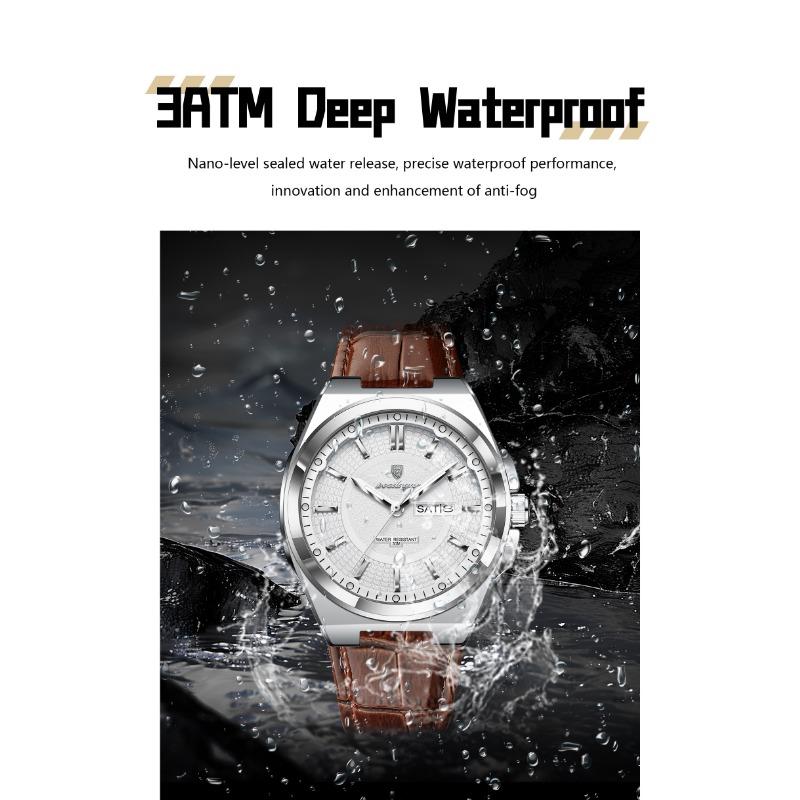 POEDAGAR Fashion Man Wristwatch Waterproof Luminous Date Week Business Quartz Watches Leather Sport Clock Reloj Hombre