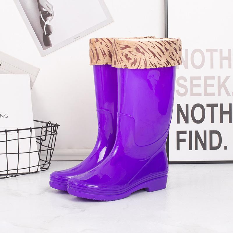 Golden Elephant Water Shoes Women's High Tube Without Lining Quick-drying Rain Shoes Adult High Heel Waterproof Glue Shoes Work Shoes Low Heel