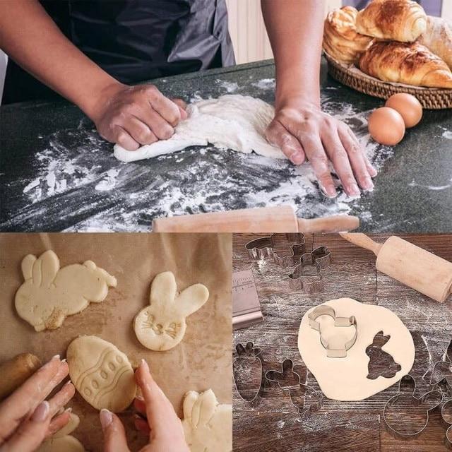 Stainless Steel Easter Bunny Cookie Cutters Set of 12 - Rabbit, Egg, Chick, Carrot Shapes for Baking, Pastry Molds