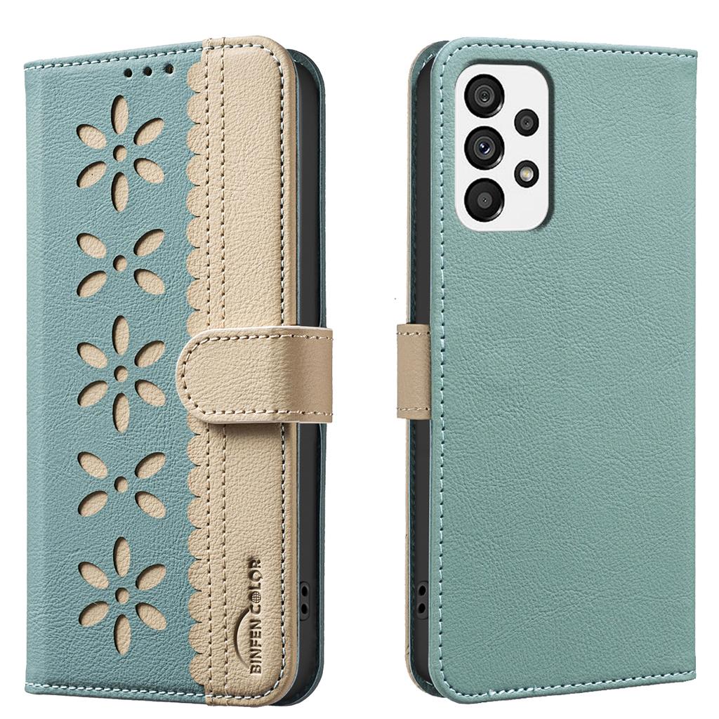 Kožené pouzdro pro Samsung Galaxy A53 5G BINFEN COLOR BF36 Květinový vzor Kryt na telefon Peněženka se stojánkem s blokováním RFID