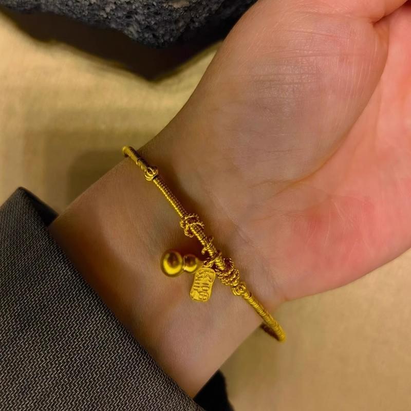 

Charms antique gold crafts glossy gourd bracelet for women light luxury design exquisite Chinese style bracelets banquet золотий