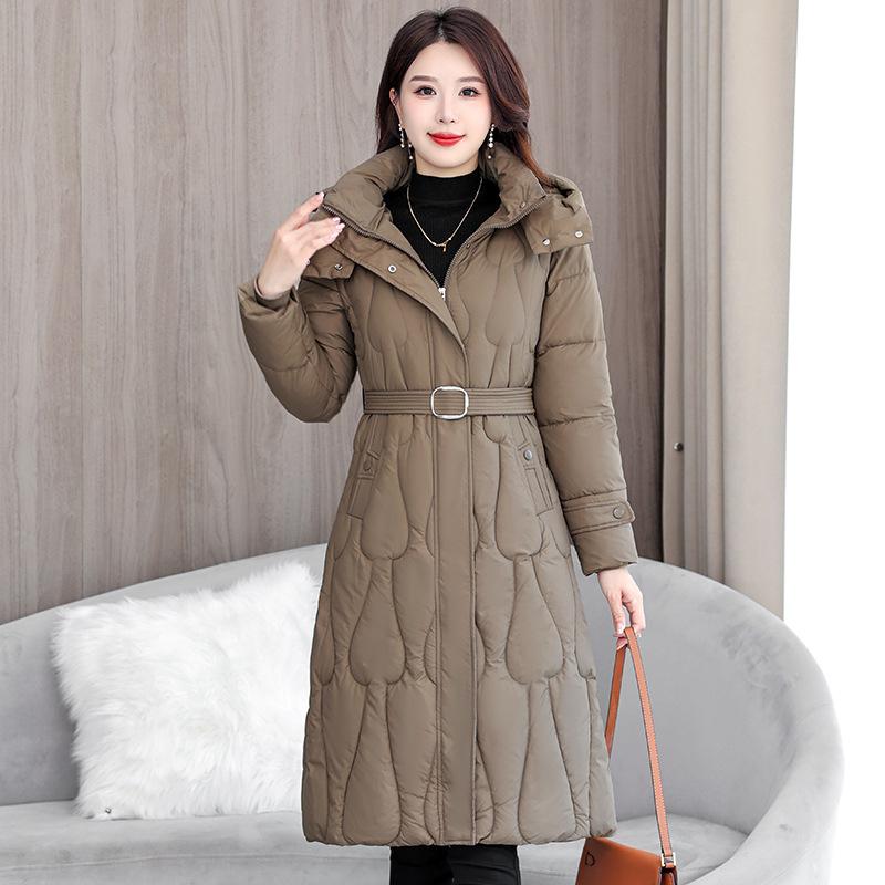 Winter New Style Figure-flattering Over Knee Medium and Long Cotton-padded Clothes 2025 Down Cotton Coat