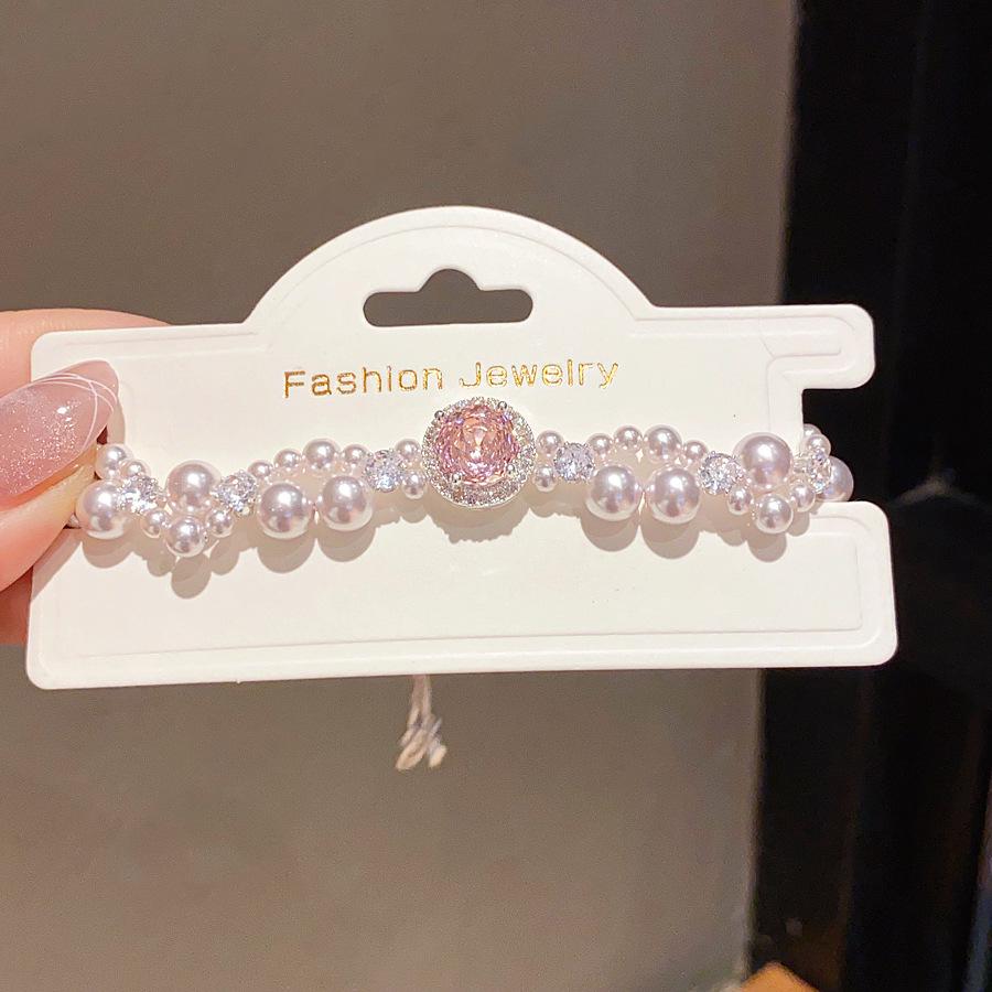 French Zircon Pearl Round Beaded Bracelet: Elegant, High-End Versatile Jewelry for Women