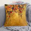 Gustav Klimt Style Floral Pillow Cover Golden Art Print Boho Vintage Cushion Case For Sofa Bed Couch Elegant Artistic Home Decor