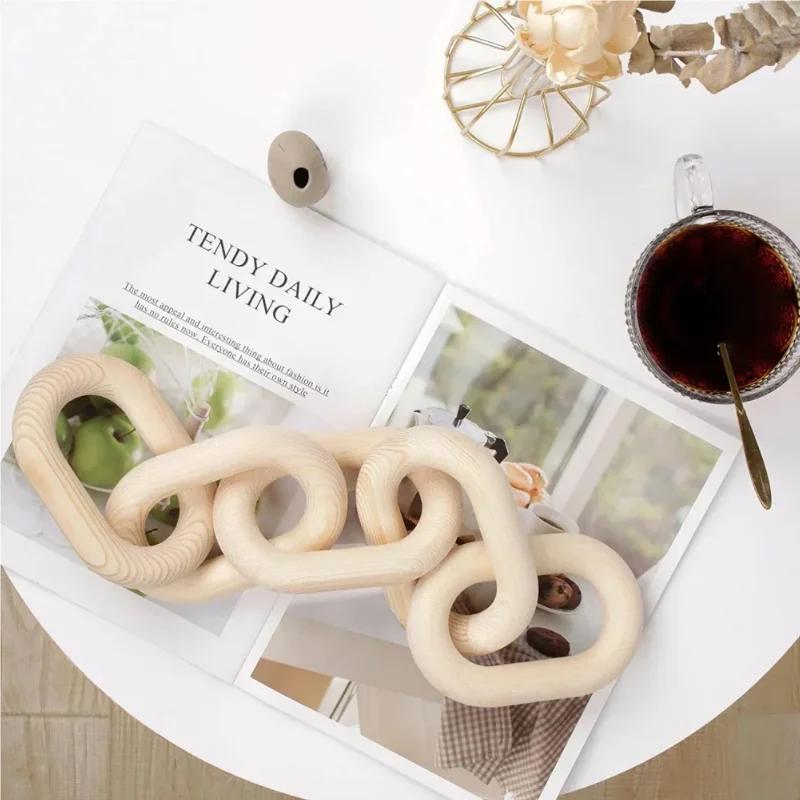 2026 Latest Models Wooden Chain Link Bohemian Art Hand Carved Modern Ornament Crafts Farmhouse Bedroom Coffee Rustic Decoration