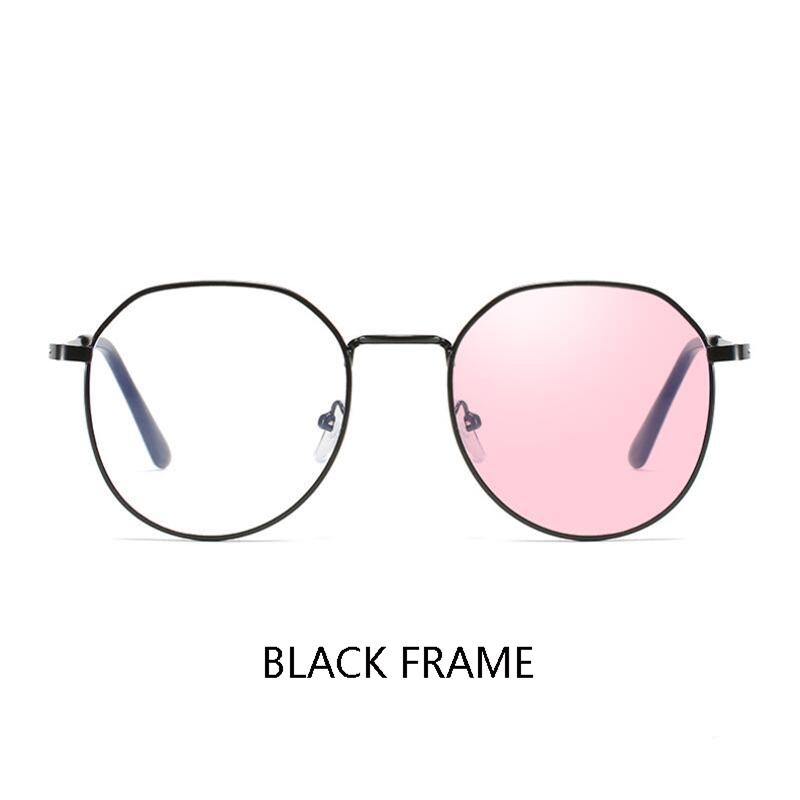 Metal Anti Blue Light Myopia Glasses Pink Gold Frame Polygon Nearsighted Spectacles 0 To -6.0