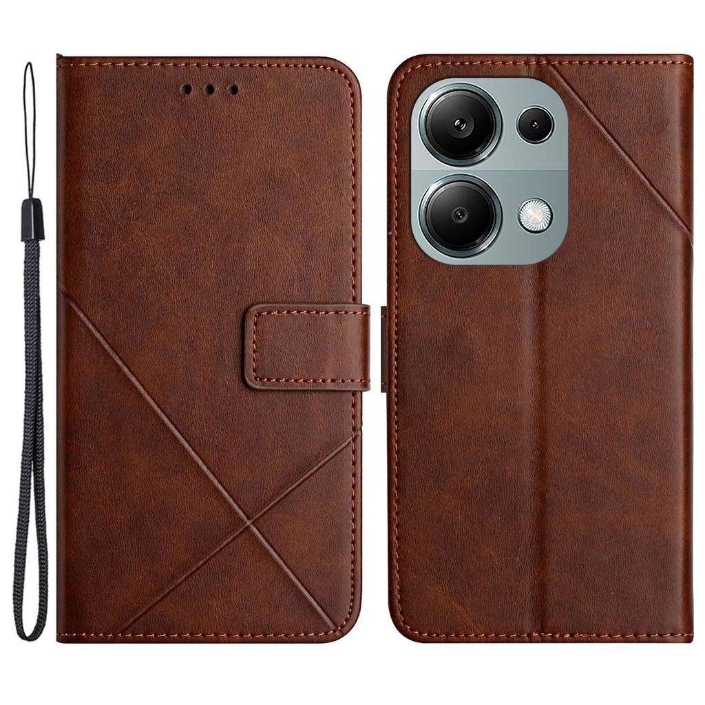 For Xiaomi Redmi Note 13 Pro 4G/Poco M6 Pro 4G Case Lines Imprinted PU Leather Wallet Stand Phone Cover