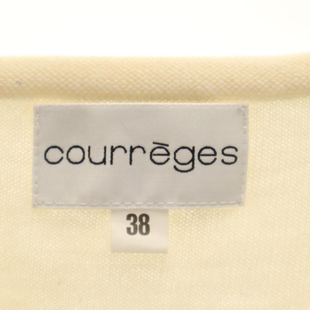 COURREGES Made In Japan Long Sleeve Race Switching Knit Cardigan 38 Ivory Women Used