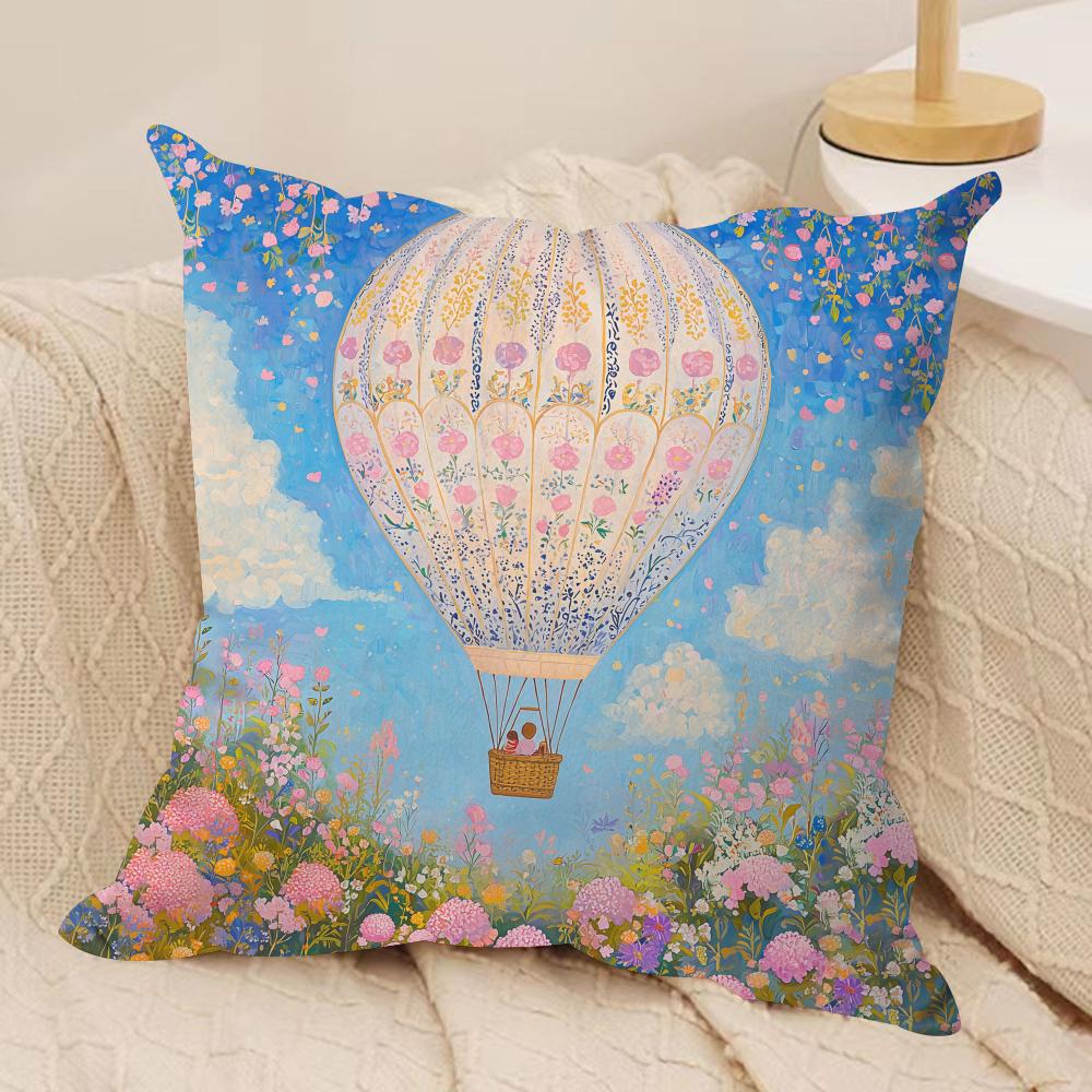 

Pink Scenery Ins Girl Cushion Cover Silky Short Plush Invisible Zipper Dustproof Sofa Pillow Case For Home Decor 30x30cm