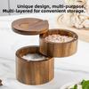 1PCS Acacia Wood Salt Shaker Spice Container Built-in Spoon Slot Condiment Box Kitchen Storage Modern Magnetic Lid Tool