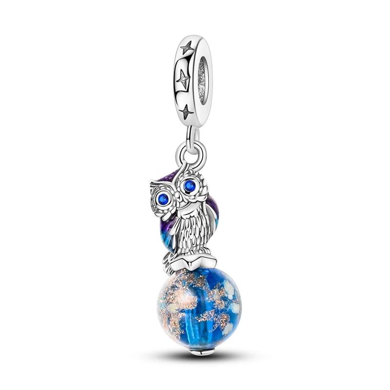 Copper Metal Plated Authentic Original Charm Bead Components Blue Ocean Devil Fish Moon Stars Bead Components Compatible With Bracelet High Quality
