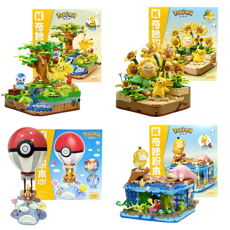 Keeppley Anime Cartoon Toys Pikachu Piplup Jigglypuff Air Balloon Building Block Assemble Model Kids Birthday Gift