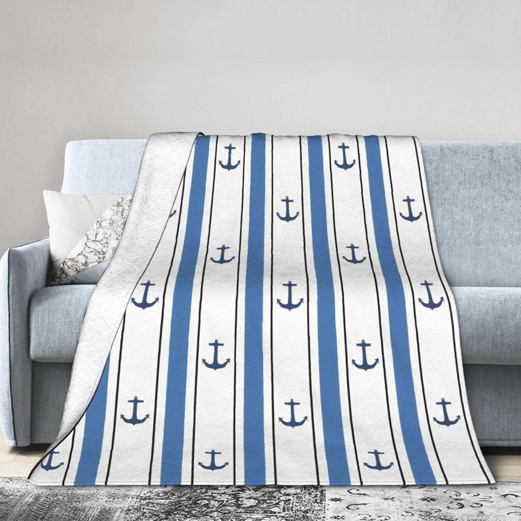 Nautical Anchor Boat Blankets Super Warm Novelty Plush Throw Blanket For Girls Boys Couch Bed Flannel Bedspread Bed Cover