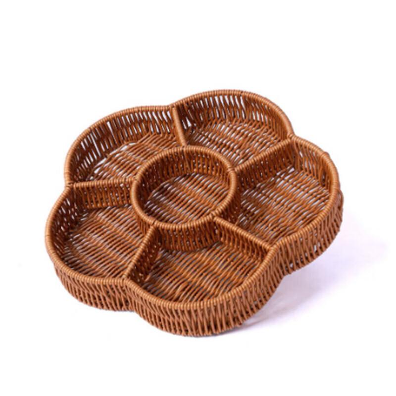 Woven Imitation Rattan Divided Snack Tray