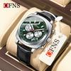 OFNS Men's Multi-Function Waterproof Quartz Watch - Business Edition with Calendar and Six-Hand Chronograph.