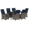 vidaXL 7-piece Garden Dining Set with Gray Poly Rattan Cushions 3379594