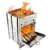 Portable Stainless Steel Mini BBQ Grill - Foldable Charcoal & Wood Stove for Camping, Outdoor Cooking & Heating, Compact Design