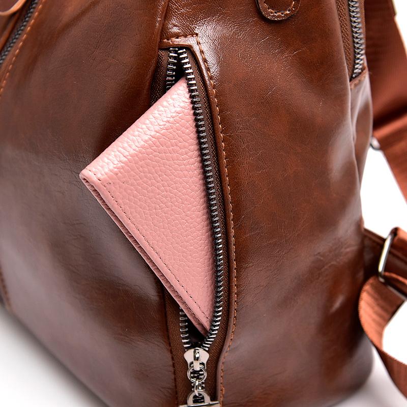 Women's Multi-Functional Backpack Dual-Use Shoulder Bag Soft Leather Travel Bag