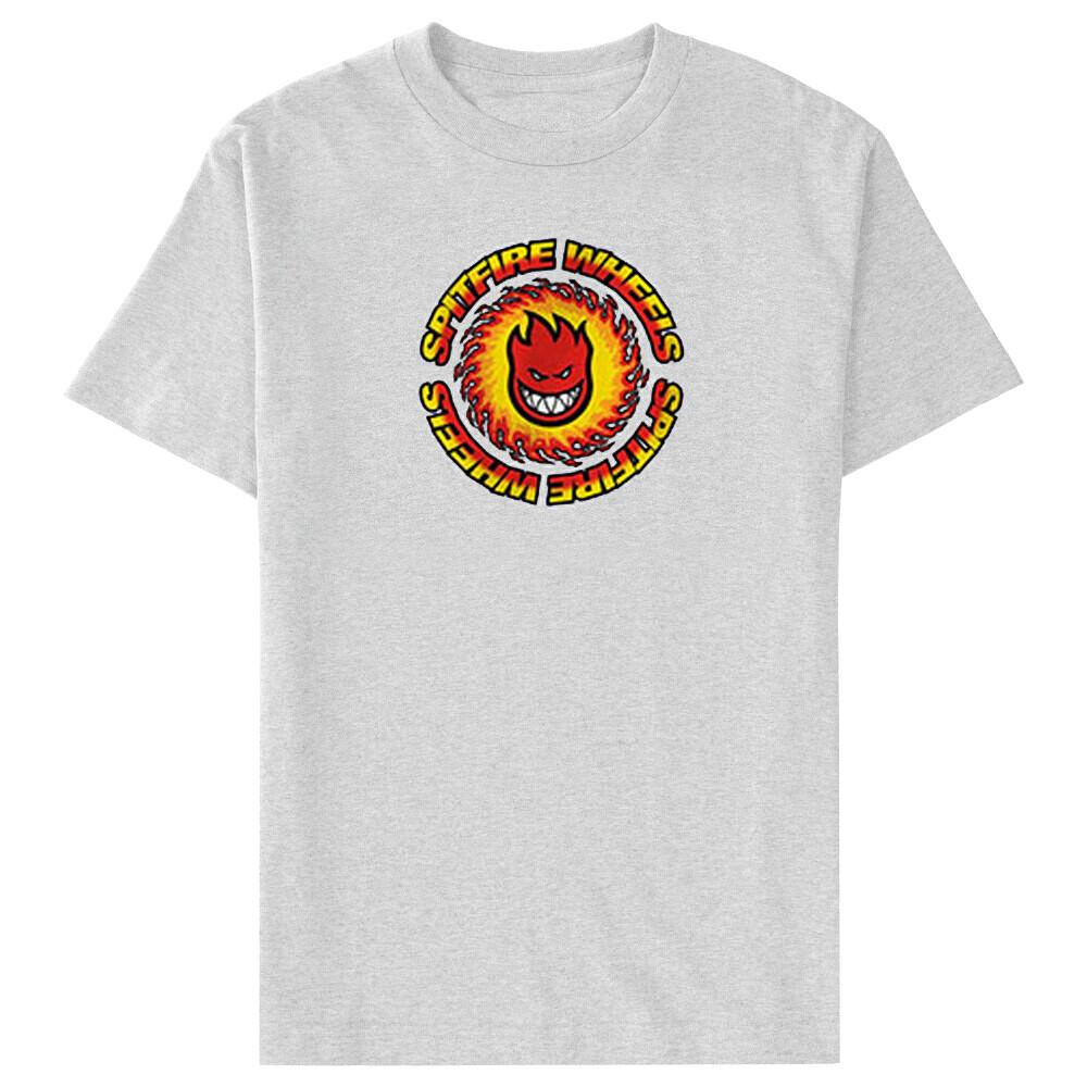 Spitfire Wheels FIREBALL LOGO Skateboard T Shirt ASH/RED Unisex T-Shirt XXXL