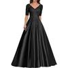 New evening dress lace V-neck short-sleeved long dress temperament party host new dress