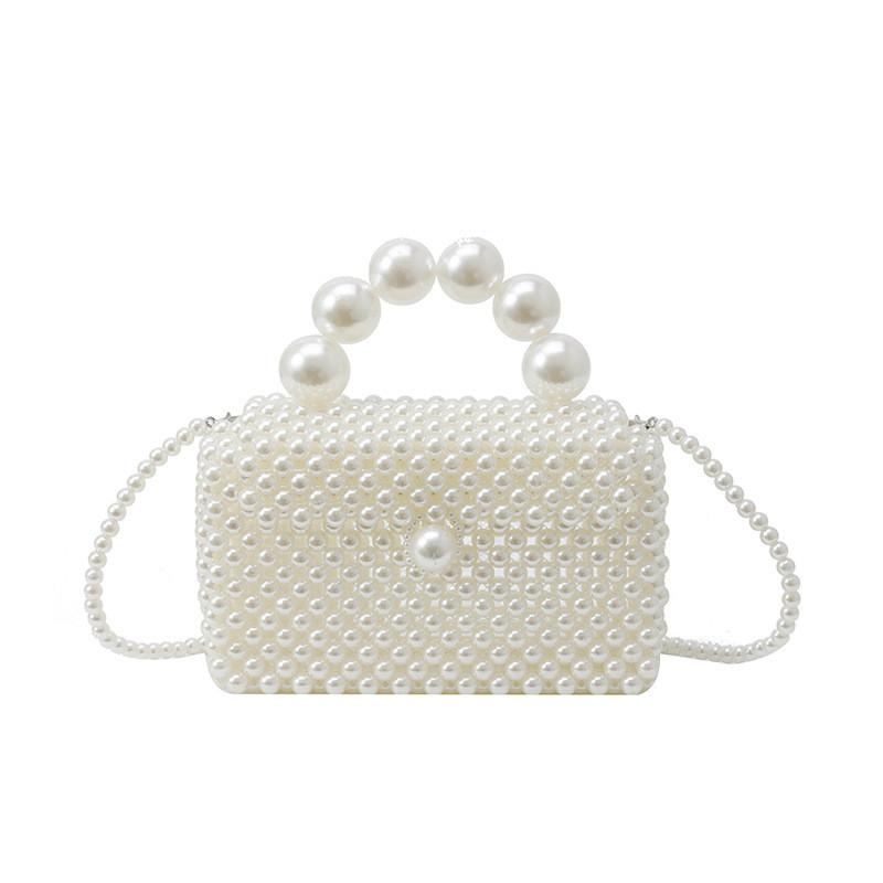 Shoulder Woven Pearl Bag Diagonal Square Handbag Mini Version Zipper Without