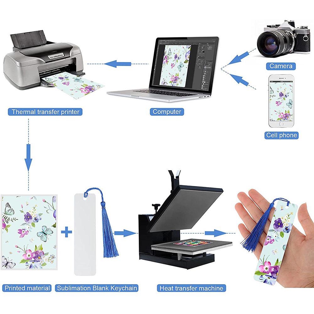 Sublimační kovové záložky s barevnými střapci pro DIY vzory pro tepelný přenos