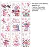 Reusable Christmas Decorations 9Pcs Pink Static Window Clings, Santa Snowman Bunny Penguin Glass Claus Decor Decals, Xmas Stickers, Holiday