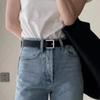 Genuine Leather Belt Men Women Vintage Style Adjustable Width 2-4cm Zinc Alloy Pin Buckle Black Casual Office Wear