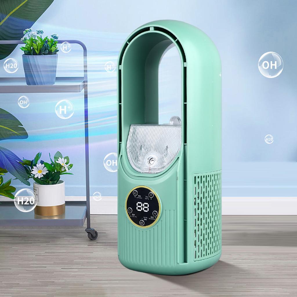 Ventilator ohne Rotorblätter 6 Geschwindigkeitsstufen 100ml Wassertank Leise USB Tisch-Nebelkühlventilator mit Timer Grün