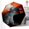 Disney Chef Remy Automatic Open/Close Umbrella - Cute Umbrella with Cute Design, Portable 3-Fold Compact Umbrella for Men & Women, Valentine