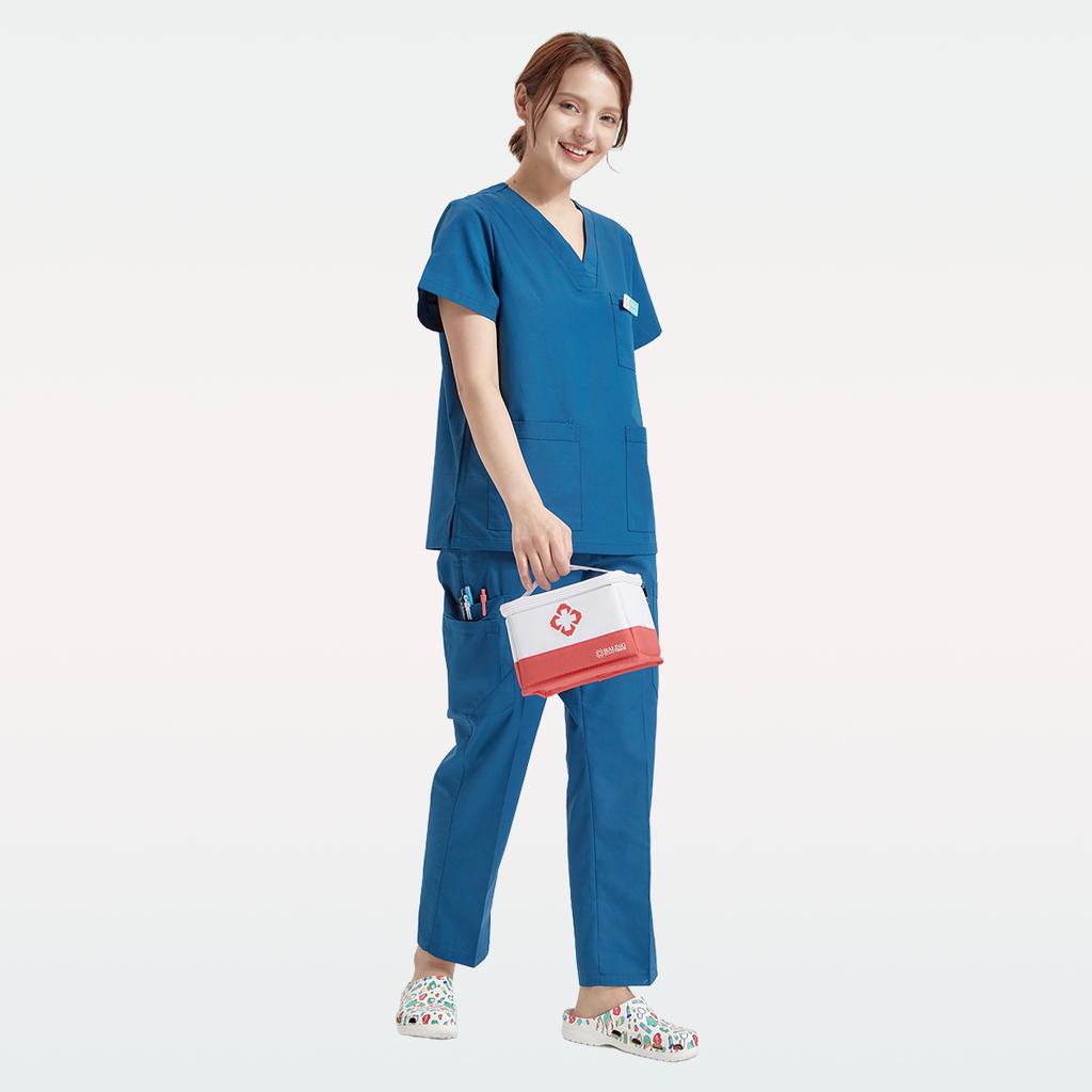 Women Medical Uniforms Doctor Nurse Scrubs Set Basic Clinical Aesthetic Hospital Workwear Dental Pet 8020