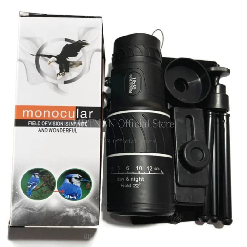 16X52 Monocular Telescope Optical Lens High Definition Handy Optics Scope Dual Focus Zoom 16X Binocular for Outdoor Camp Hunting