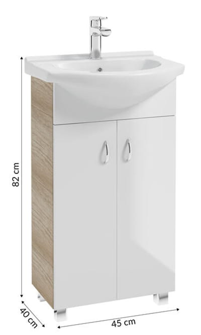 Tim Standing Bathroom Cabinet with Washbasin , Monumental Oak
