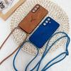 Luksusowe Etui z Paskiem Na Samsung Galaxy S25 Ultra S24 FE S21 S22 S23 Plus A56 Smycz Crossbody Skóra PU Jelonek Miękki Silikonowy Pokrowiec