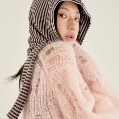 Muwm [5th Stock] Stripe Hooded Muffler (2 Colors)