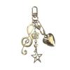 Handsome Metallic Key Holder Artistic Silver Tone Accessory Star Heart Musical Note Pendant Keychain Charm