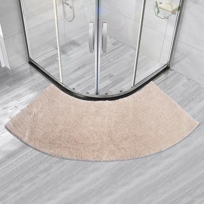 A Fan-shaped Solid-color Floor Mat At The Entrance of A Household Shower Room and A Semi-circular Anti-slip Mat In The Bathroom