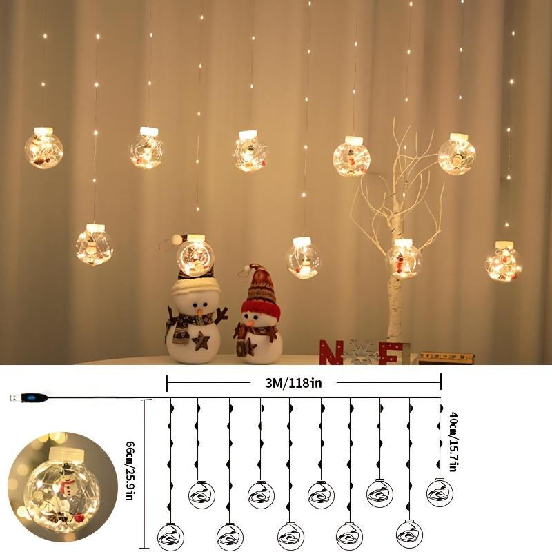 high qualityLED Christmas Curtain Lights with Wishing Ball & Snowman Tree Hanging Decorations - -Powered Indoor/Outdoor Holiday Lights with Push