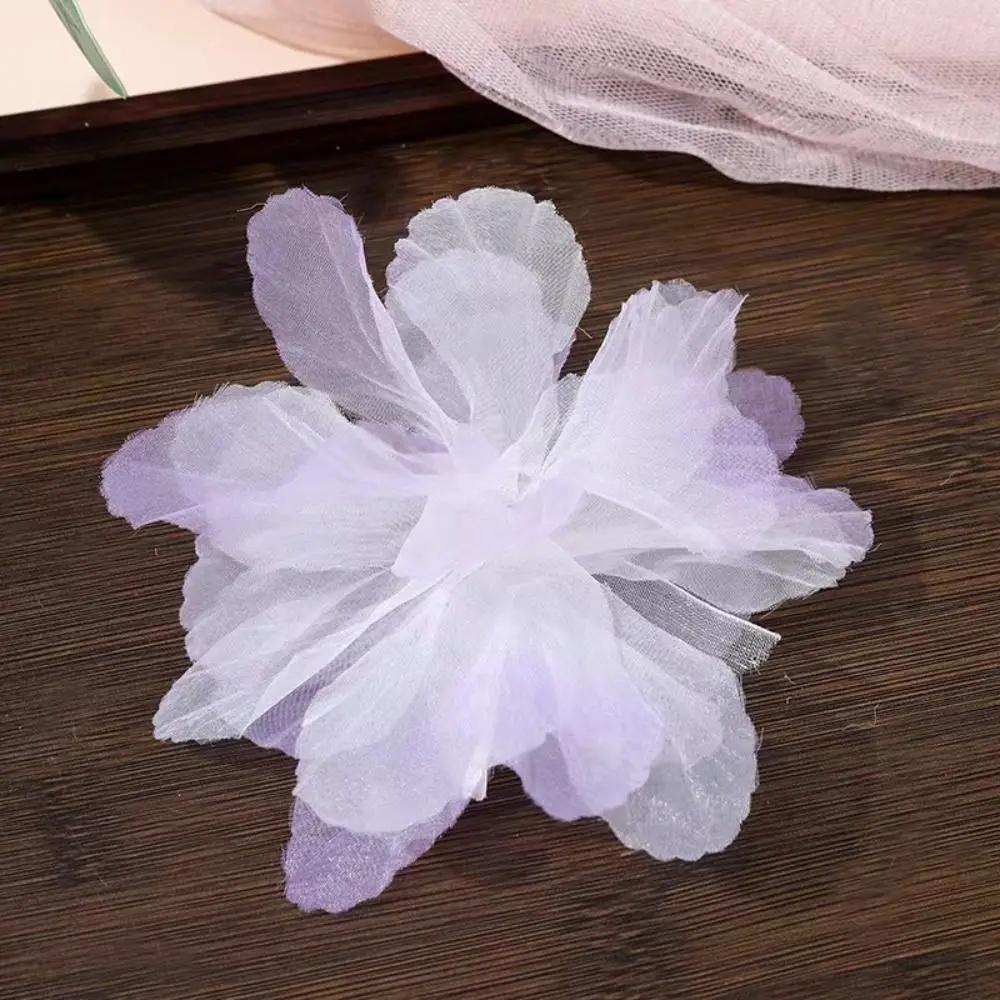 14cm 3D Organza Flowers DIY Silk Flower Lace Patches Applique Wedding Dress Accessories Gradient Lace Trim Sewing Accessories