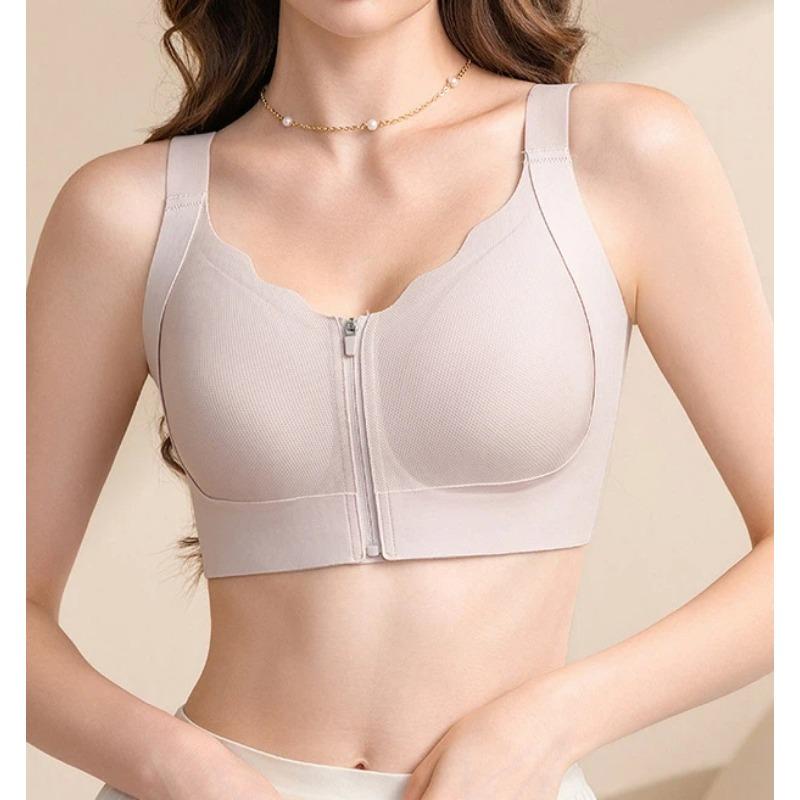 Women Front Zip Wireless Bra Four Way Lift Support Comfortable Lingerie